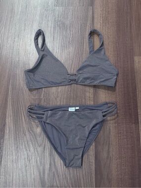 l*space Shimmery Charcoal Gray Strappy Bikini